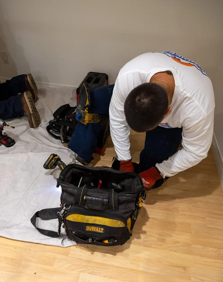 Technician Preparing for AC Cleaning